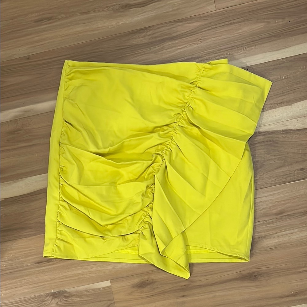 Vibrant Yellow Ruched Skirt